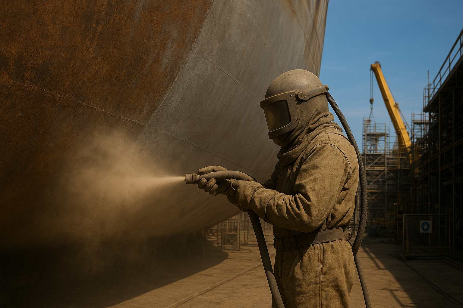A person spraying a boat AI-generated content may be incorrect.